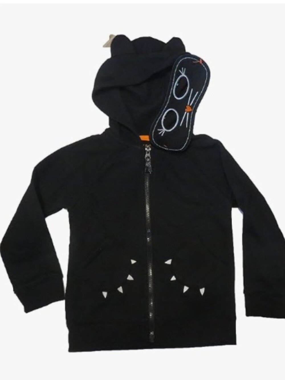 NWT Cat & Jack Black Cat Zip up Hoodie with Eye Mask Costume Size L (10/12)